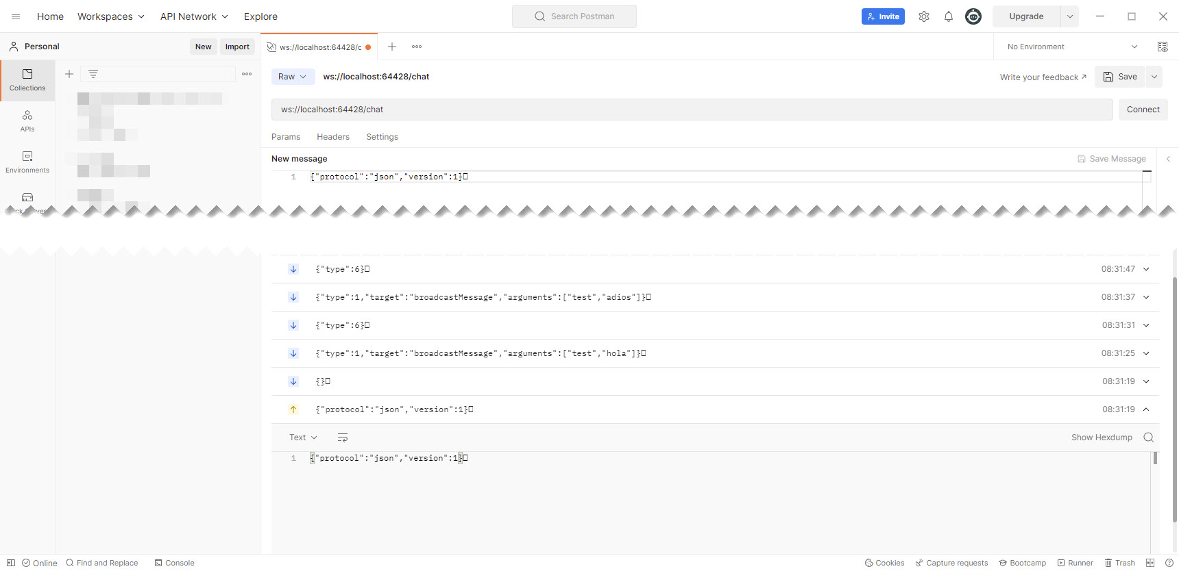 Azure SignalR APIs monitorizar con Postman