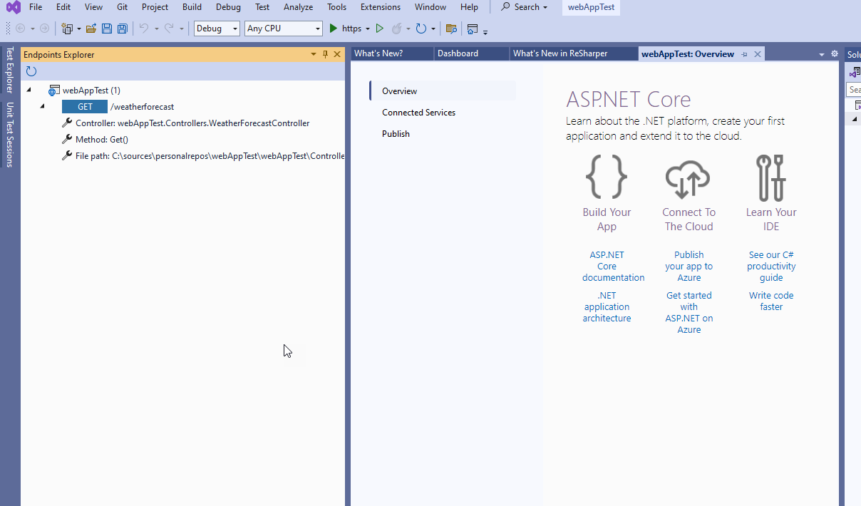Visual Studio Endpoints Explorer